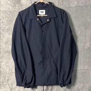 Old Navy Blue Button Up Collared Lightweight Rain Jacket Size Large